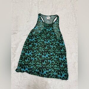 New large green men’s sheer mesh tank top shirt IHR rave raver festival outfit